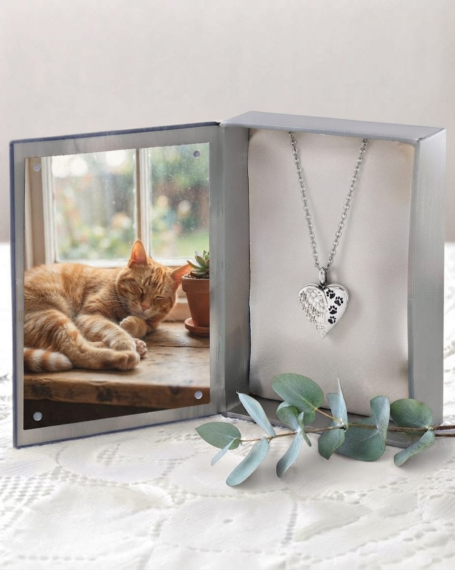 Cara Keepsakes Stainless Steel Stainless Steel Angel Wing Urn with Paw Prints