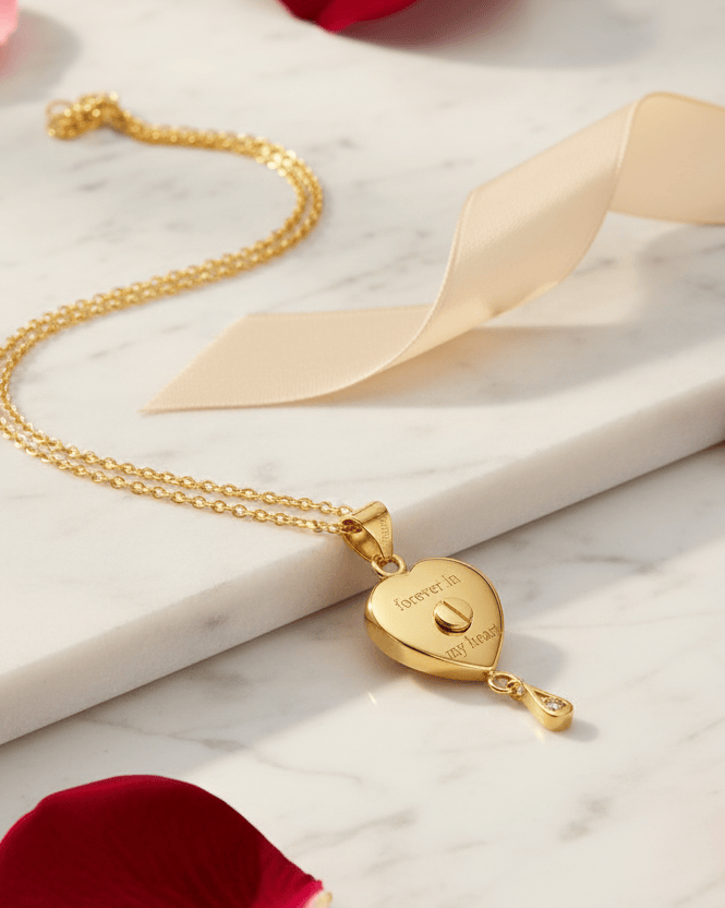 Cara Keepsakes Gold Pendant Urns Birthstone Heart Pendant Urn (10K)