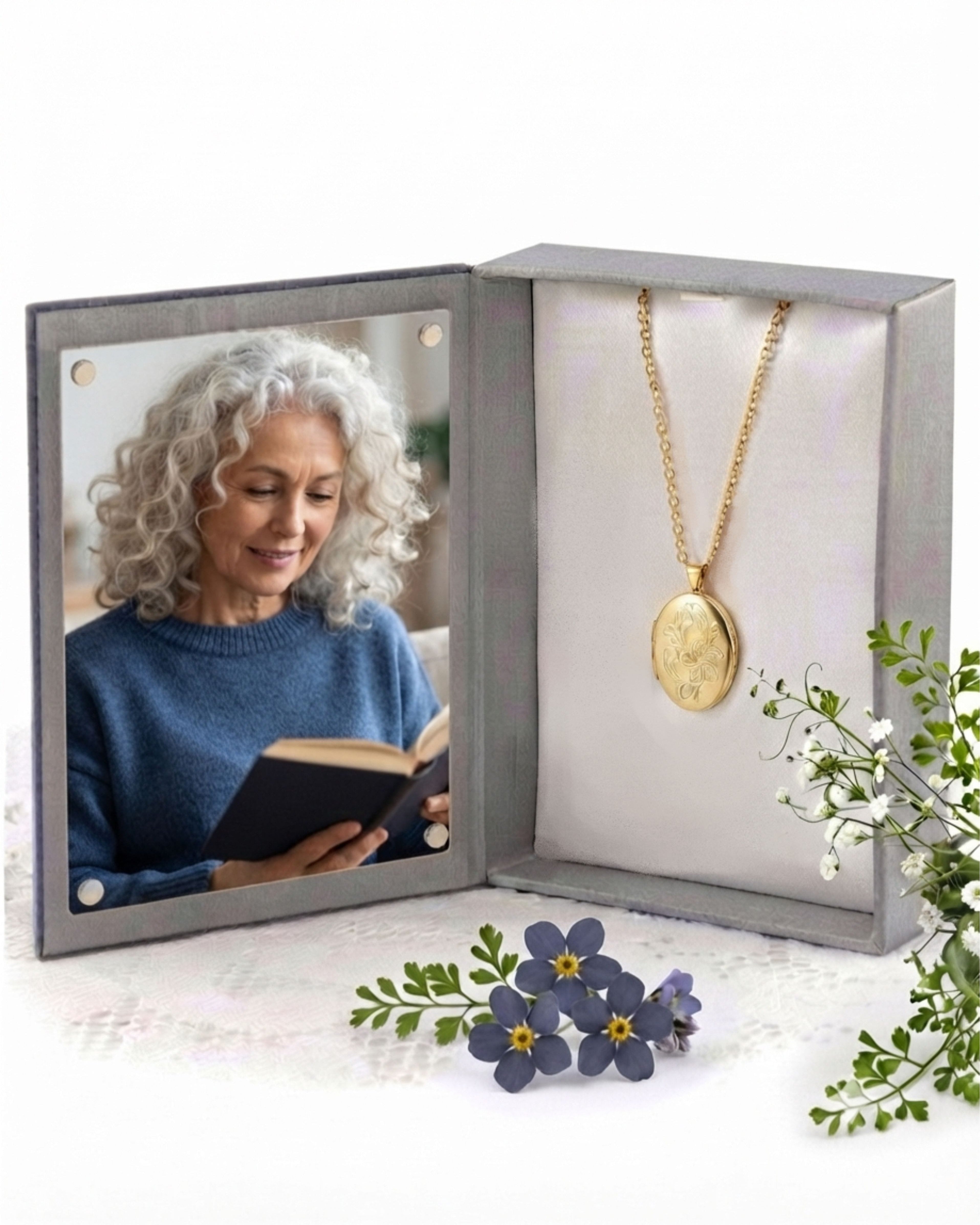 Cara Keepsakes Gold Locket Urns Gold Oval 'Wildflower' Locket Urn (10K)