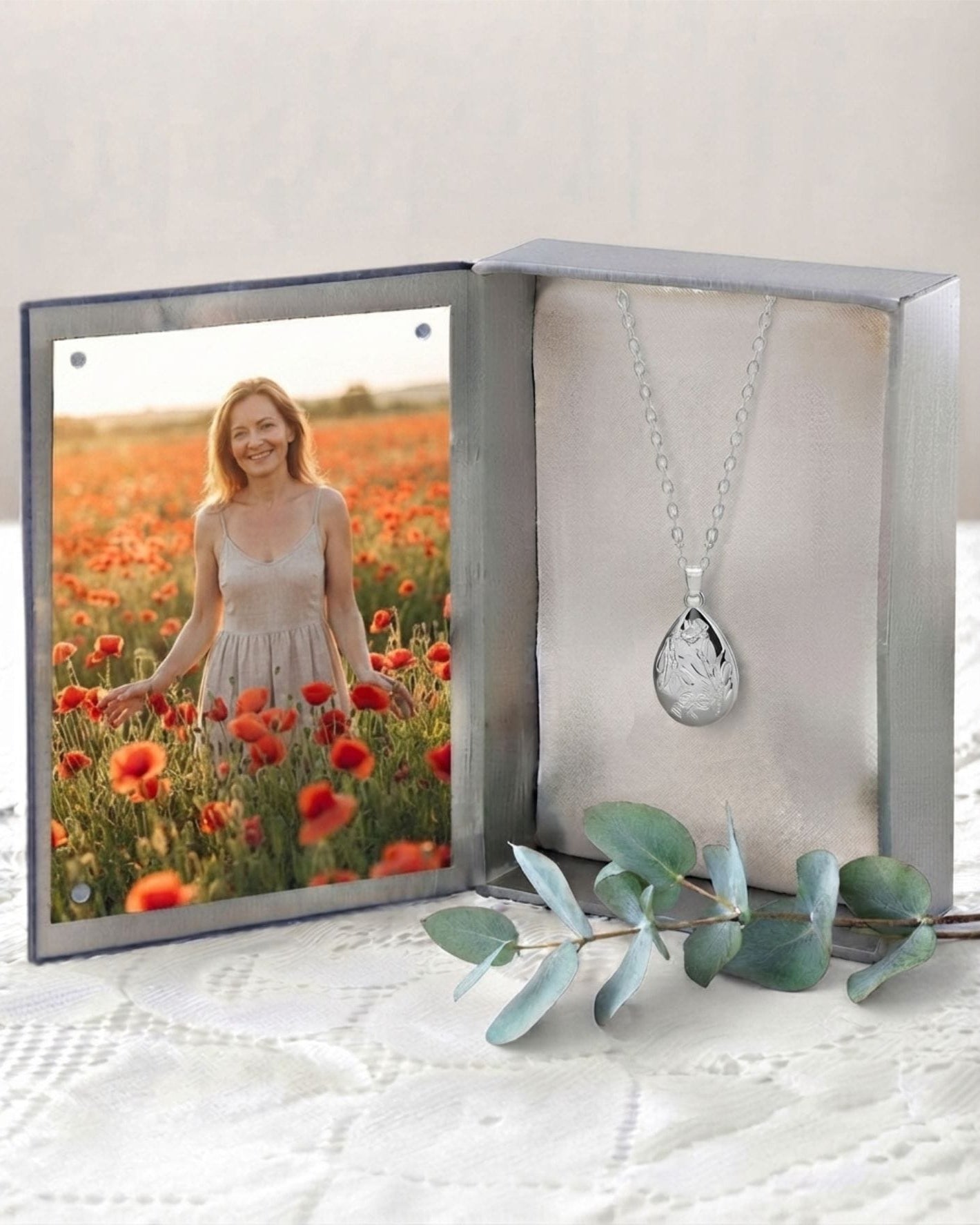 Cara Keepsakes Silver Pendant Urns 'Poppy' Teardrop Pendant Urn