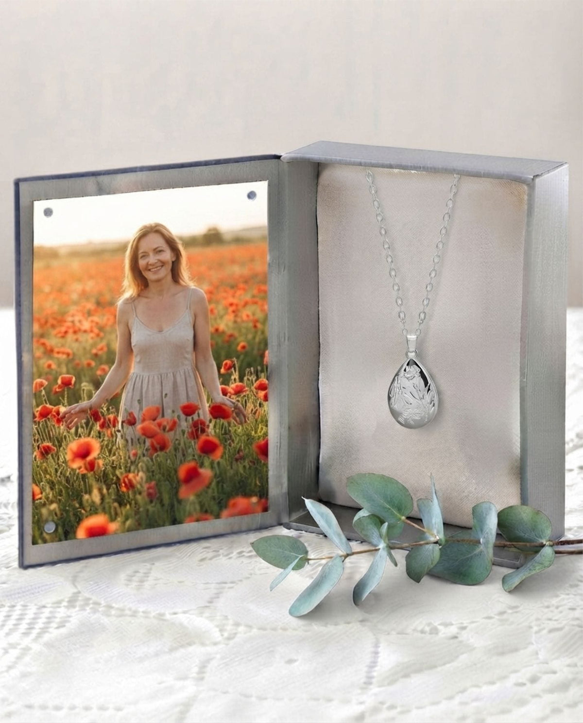 Cara Keepsakes Silver Pendant Urns 'Poppy' Teardrop Pendant Urn