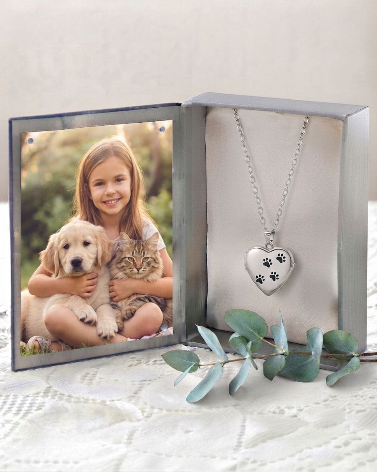 Cara Keepsakes Silver Locket Urns Paw Print Locket Urn