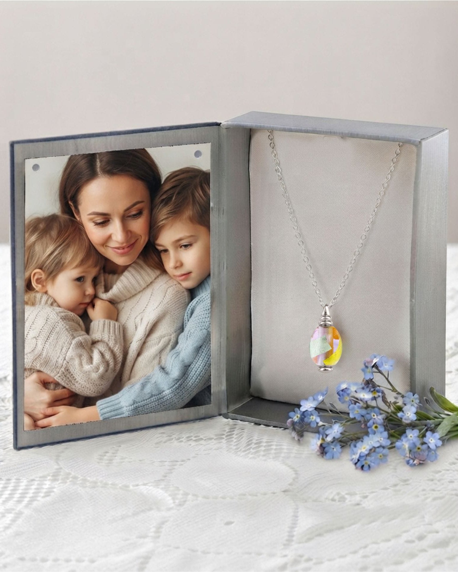 Cara Keepsakes Murano Glass Pendant Urns Murano Glass Pendant Urn - 'Loving Whispers' Olive