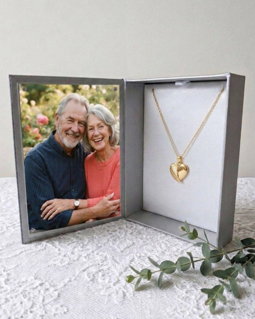 Cara Keepsakes Gold Pendant Urns Gold Angel Wing Pendant Urn (10K)