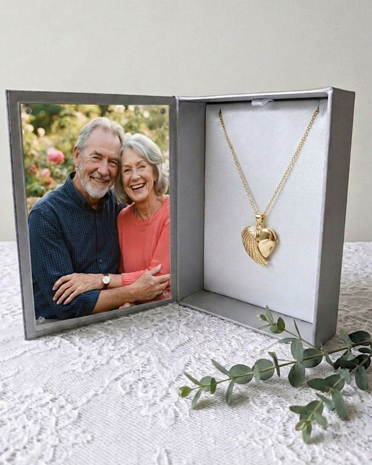 Cara Keepsakes Gold Locket Urns Gold Angel Wing Locket Urn (14K)