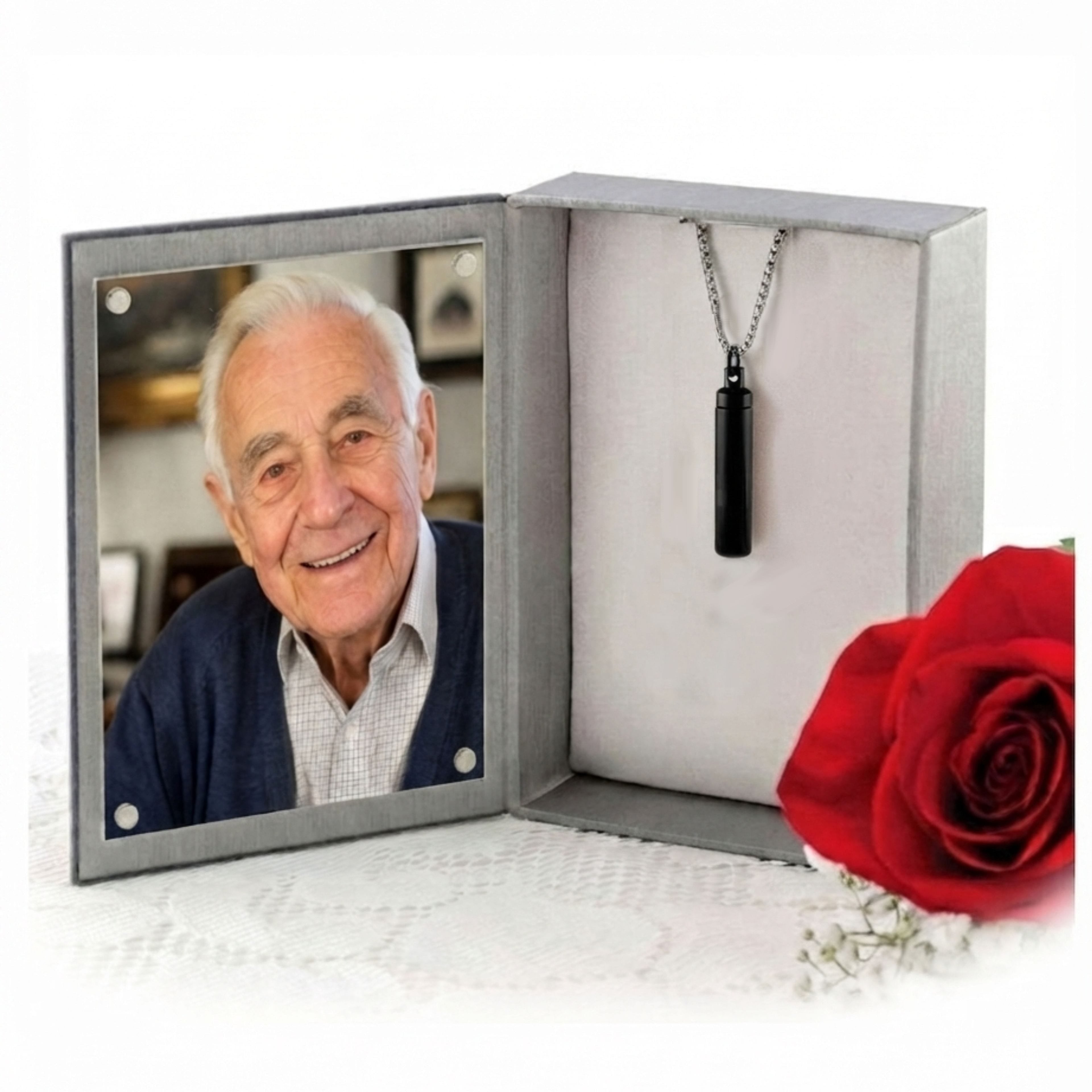 Cara Keepsakes Stainless Steel Black Stainless Steel Cylinder Urn