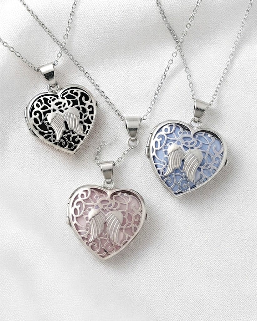 Cara Keepsakes Silver Locket Urns Angel Heart Locket Urn