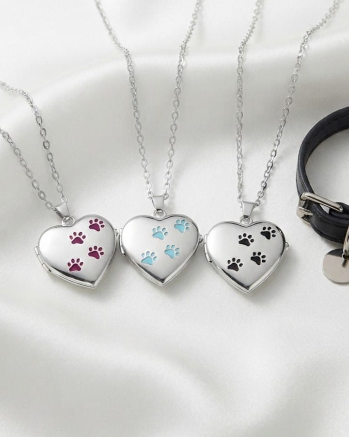 Cara Keepsakes Silver Locket Urns Paw Print Locket Urn