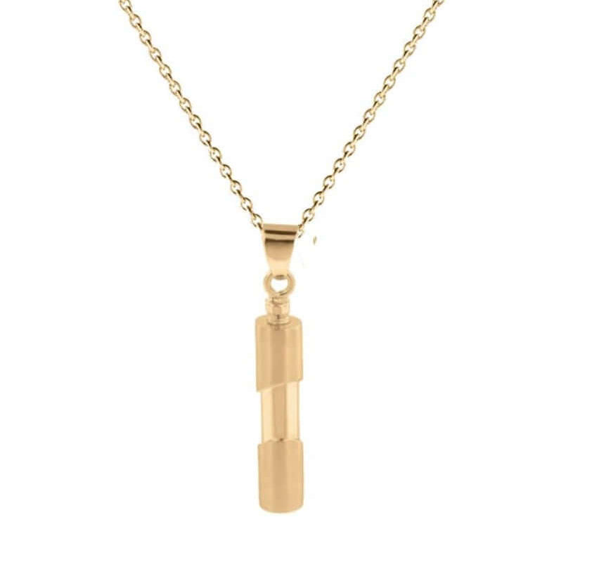 Cara Keepsakes Gold Pendant Urns Gold Cylinder Pendant Urn (10K)