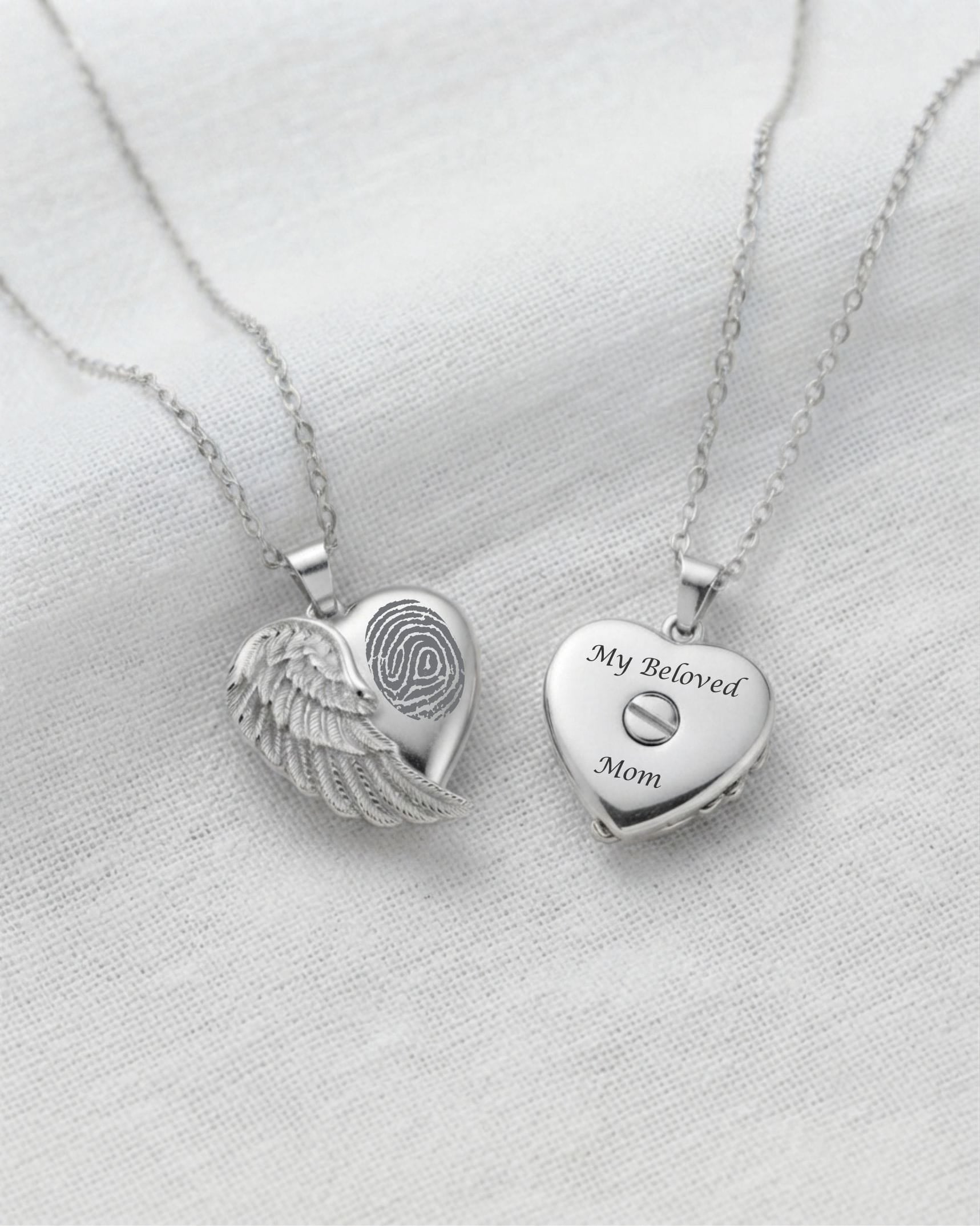 Cara Keepsakes Silver Pendant Urns Angel Wing Pendant Urn