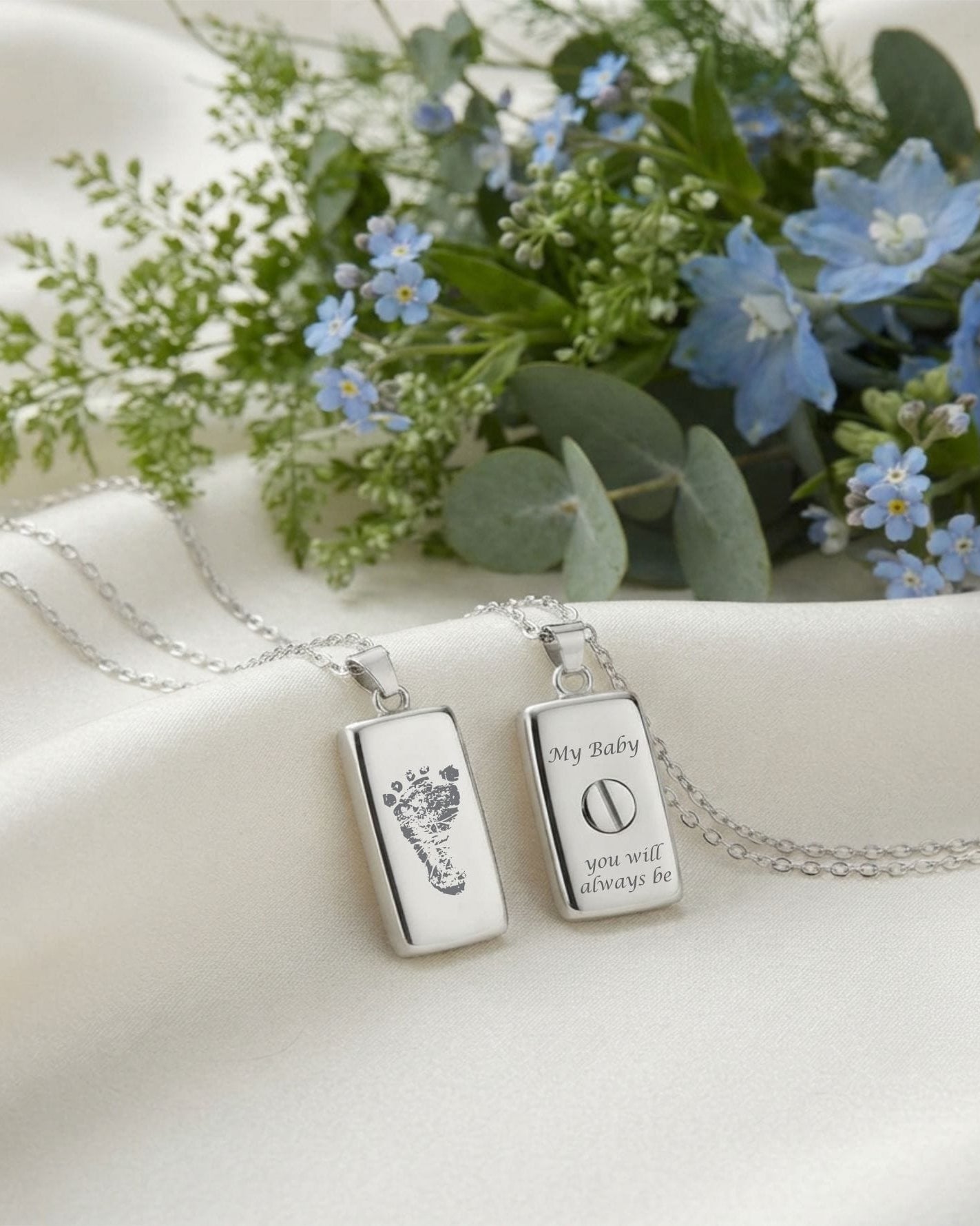 Cara Keepsakes Silver Pendant Urns Silver Rectangle Pendant Urn
