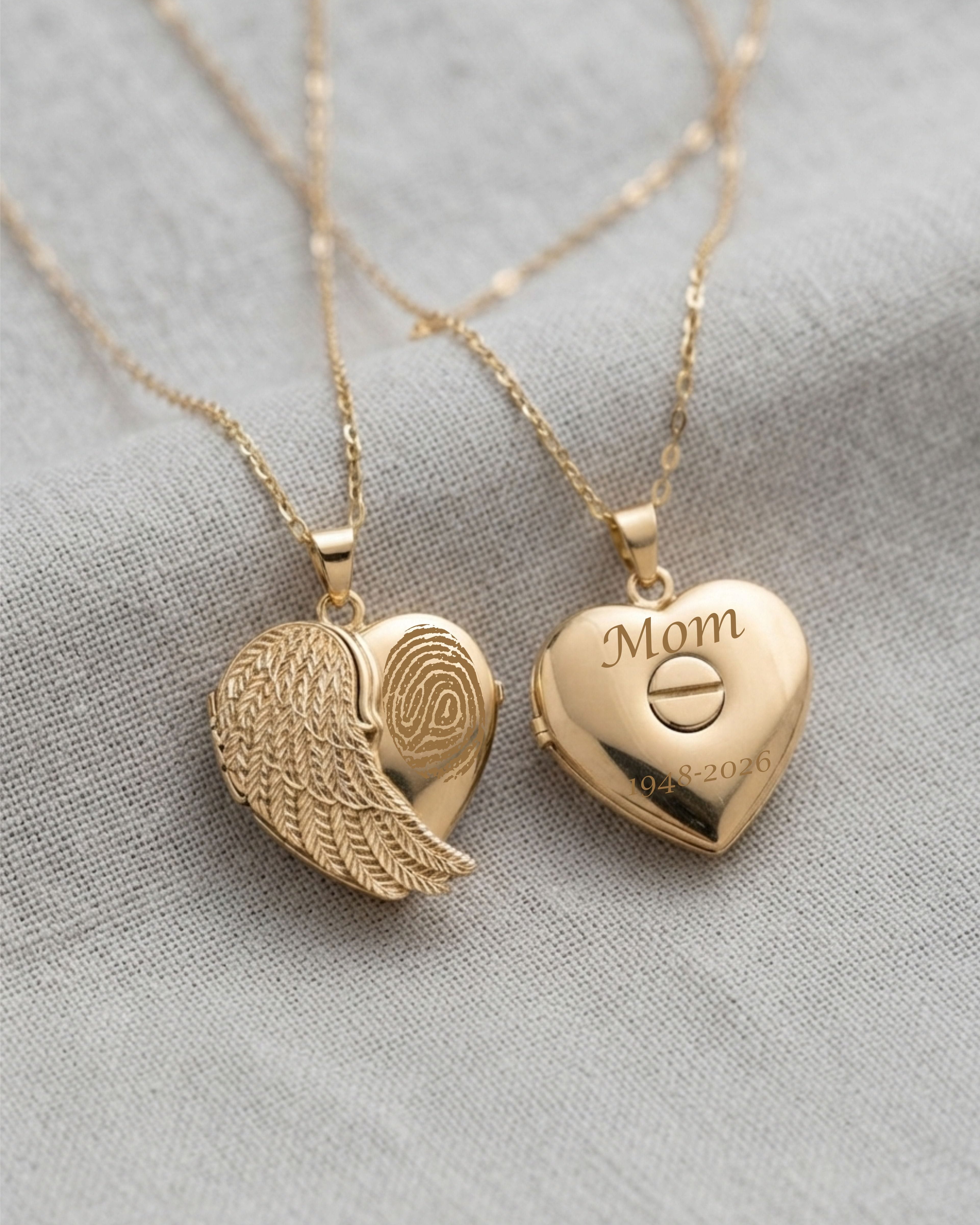 Cara Keepsakes Gold Locket Urns Gold Angel Wing Locket Urn (10K)