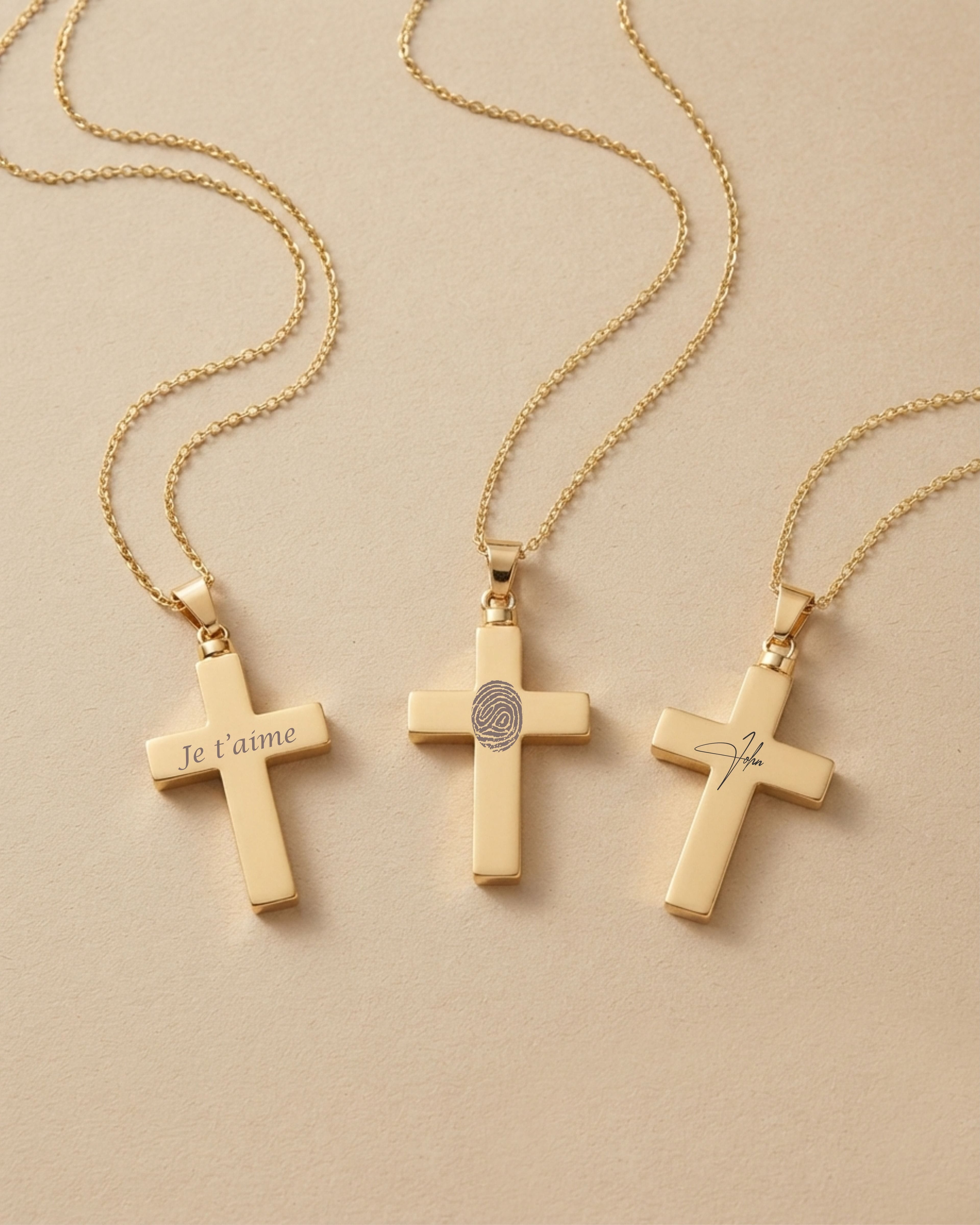 Cara Keepsakes Gold Pendant Urns Hammered Gold Cross Pendant Urn (10K)