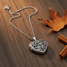 Cara Keepsakes Silver Locket Urns Silver Filigree Heart Locket Urn