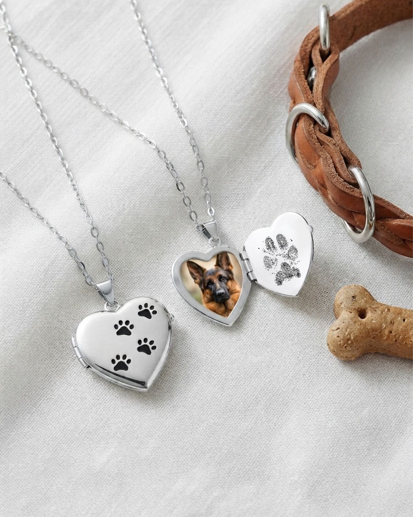 Cara Keepsakes Silver Locket Urns Paw Print Locket Urn