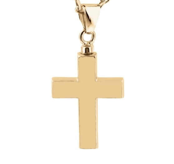 Cara Keepsakes Gold Pendant Urns Hammered Gold Cross Pendant Urn (10K)