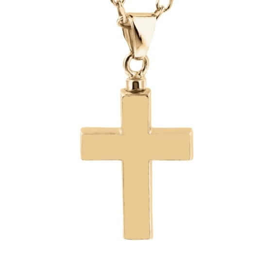 Cara Keepsakes Gold Pendant Urns Hammered Gold Cross Pendant Urn (10K)