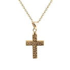 Cara Keepsakes Gold Pendant Urns Hammered Gold Cross Pendant Urn (10K)