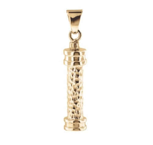 Cara Keepsakes Gold Pendant Urns Gold Hammered Cylinder Pendant Urn (10K)