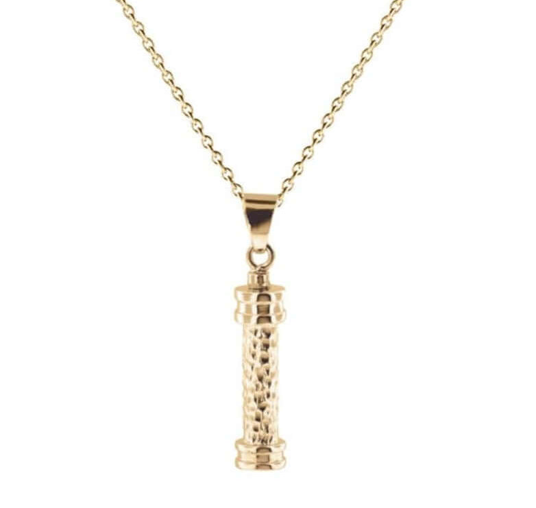 Cara Keepsakes Gold Pendant Urns Gold Hammered Cylinder Pendant Urn (10K)