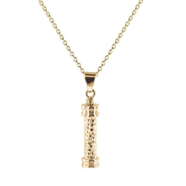 Cara Keepsakes Gold Pendant Urns Gold Hammered Cylinder Pendant Urn (10K)