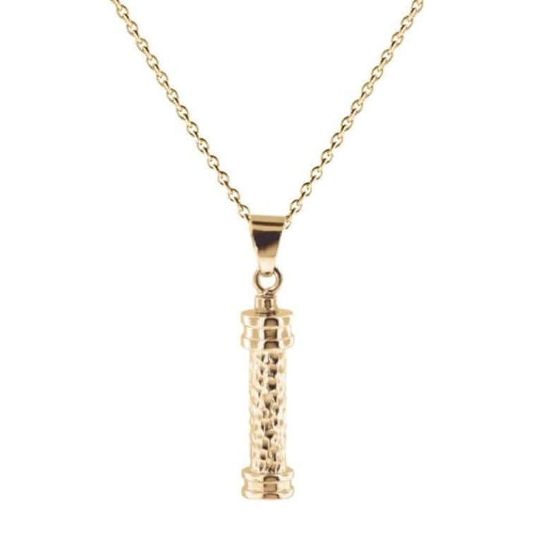 Cara Keepsakes Gold Pendant Urns Gold Hammered Cylinder Pendant Urn (10K)