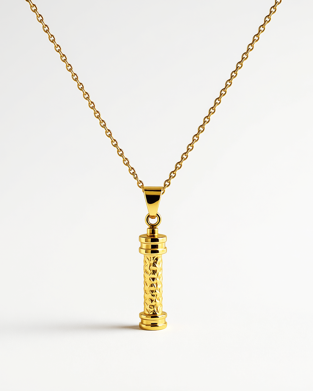 Cara Keepsakes Gold Pendant Urns Gold Hammered Cylinder Pendant Urn (10K)