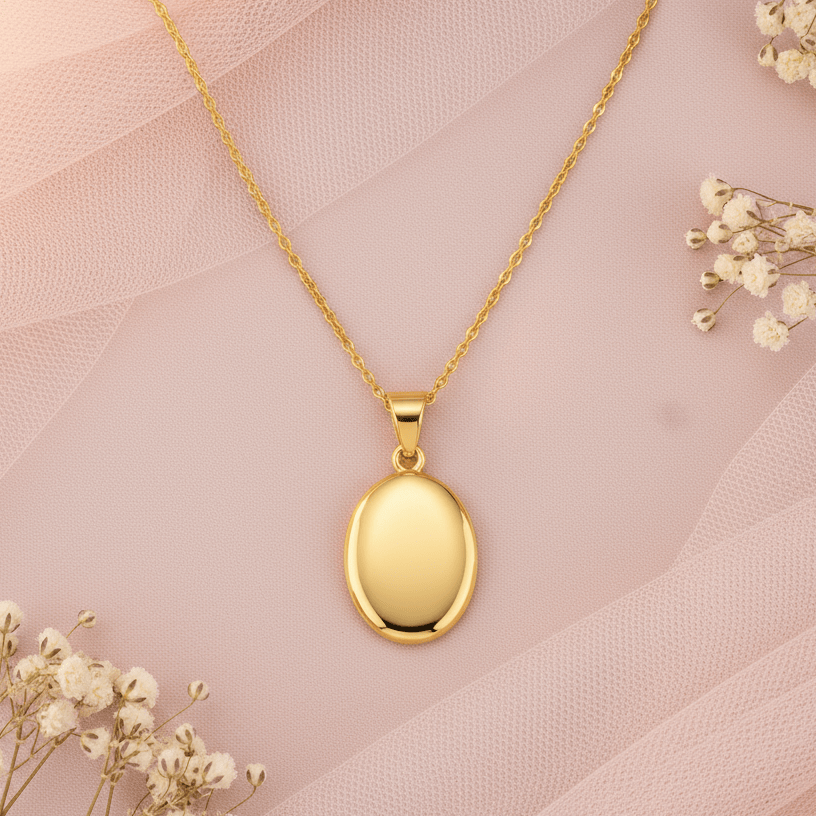 Cara Keepsakes Gold Pendant Urns Gold Oval Pendant Urn (10K)