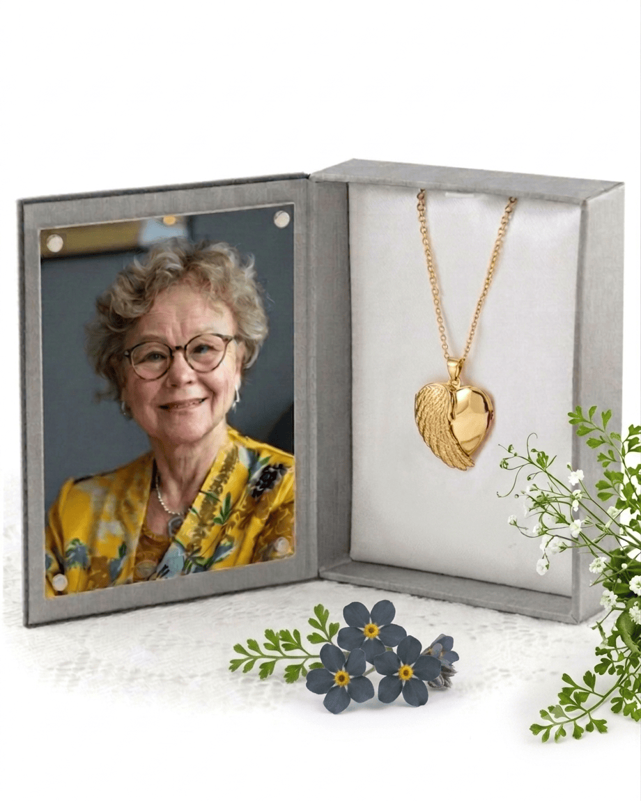 Cara Keepsakes Gold Locket Urns Gold Angel Wing Locket Urn (10K)
