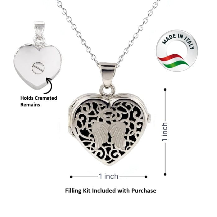Cara Keepsakes Silver Locket Urns Angel Heart Locket Urn