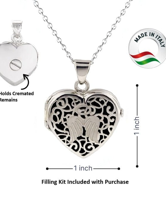 Cara Keepsakes Silver Locket Urns Angel Heart Locket Urn