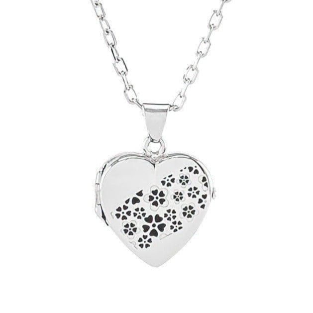 Cara Keepsakes Silver Locket Urns Black Silver Heart Locket Urn - Flowers