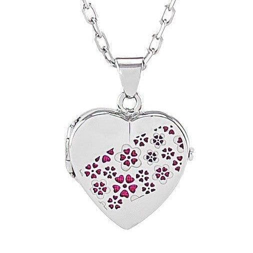 Cara Keepsakes Silver Locket Urns Turquoise Silver Heart Locket Urn - Flowers