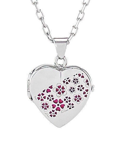 Cara Keepsakes Silver Locket Urns Turquoise Silver Heart Locket Urn - Flowers