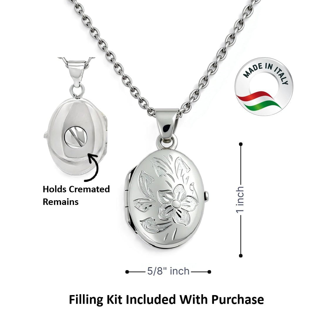 Cara Keepsakes Silver Locket Urns 'Wildflower' Locket Urn