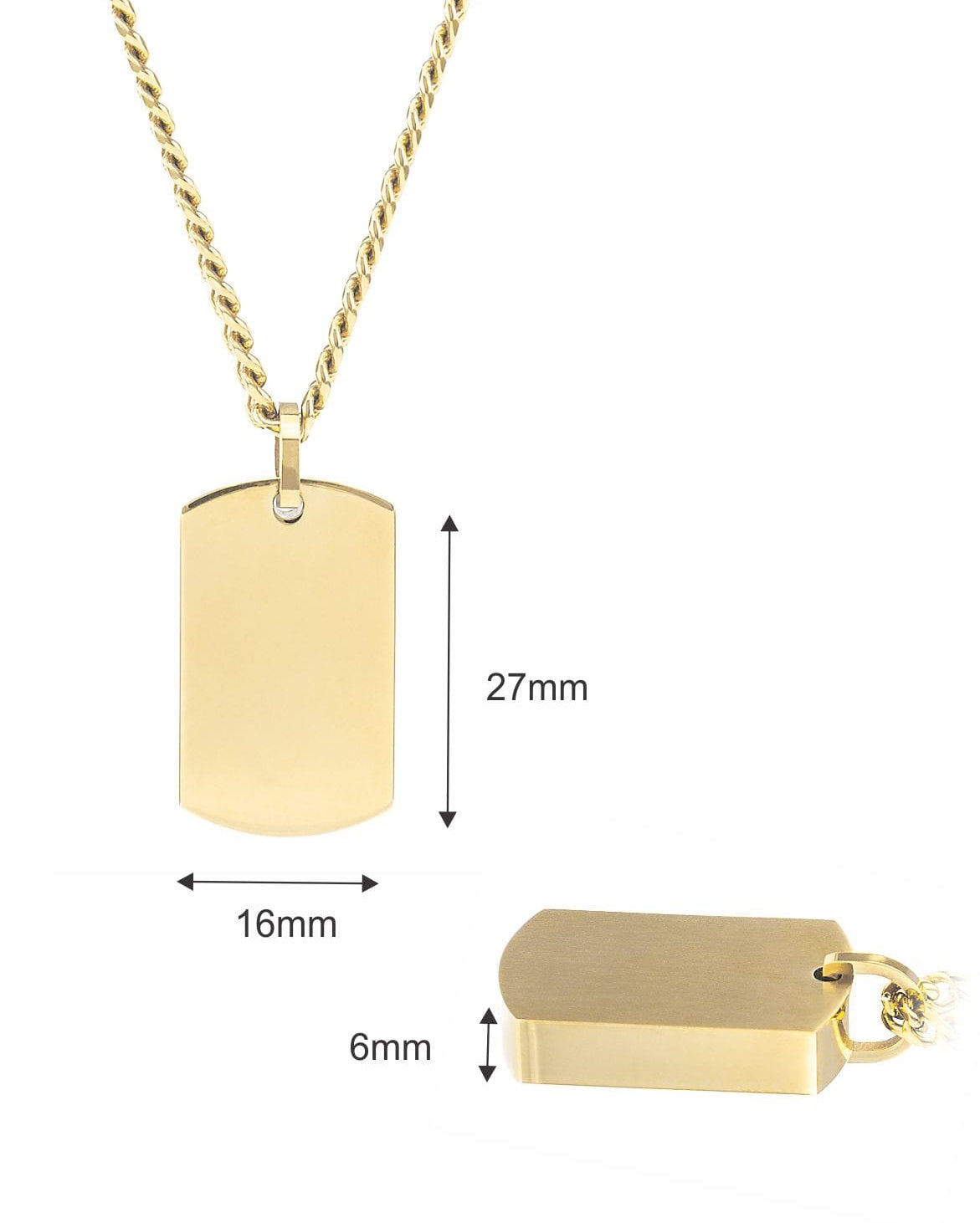 Cara Keepsakes Stainless Steel Gold Tag Pendant Urn