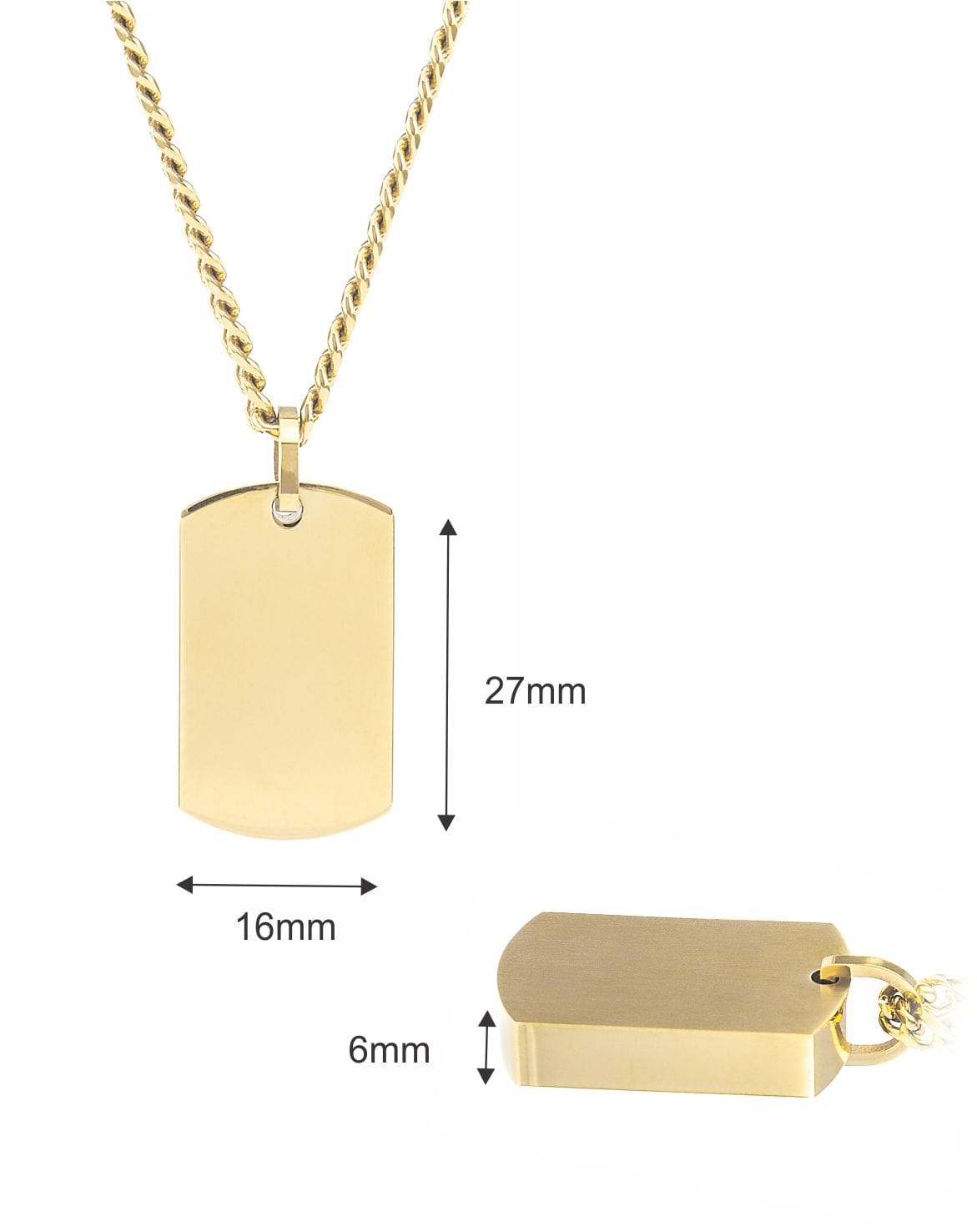 Cara Keepsakes Stainless Steel Gold Tag Pendant Urn