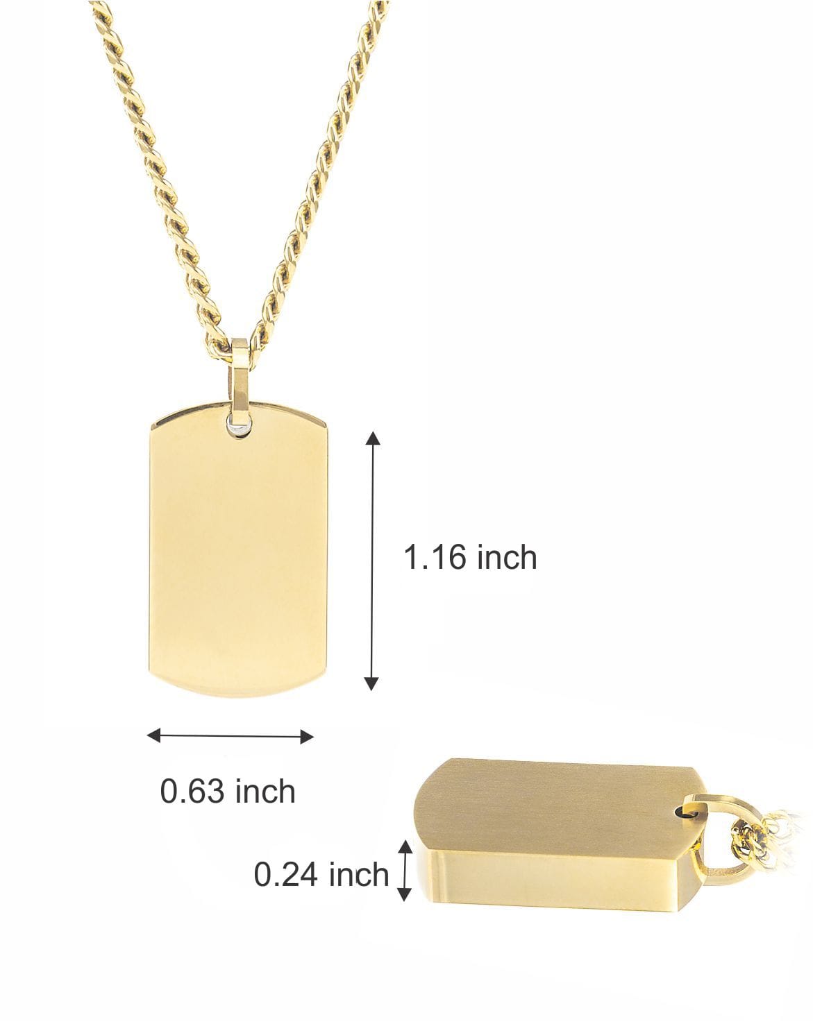 Cara Keepsakes Stainless Steel Gold-Plated Stainless Steel Tag Pendant Urn