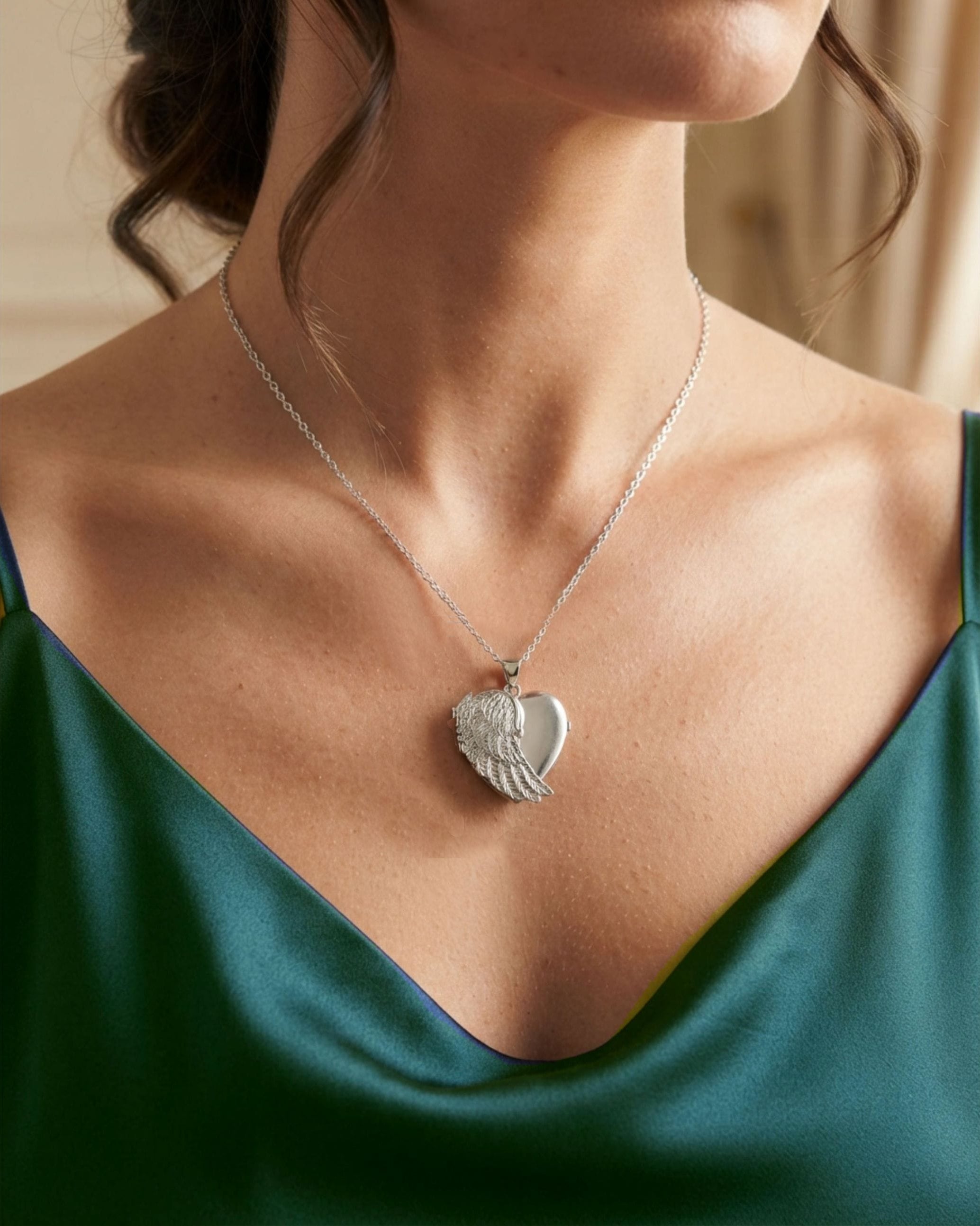 Cara Keepsakes Silver Locket Urns Silver Angel Wing Locket Urn
