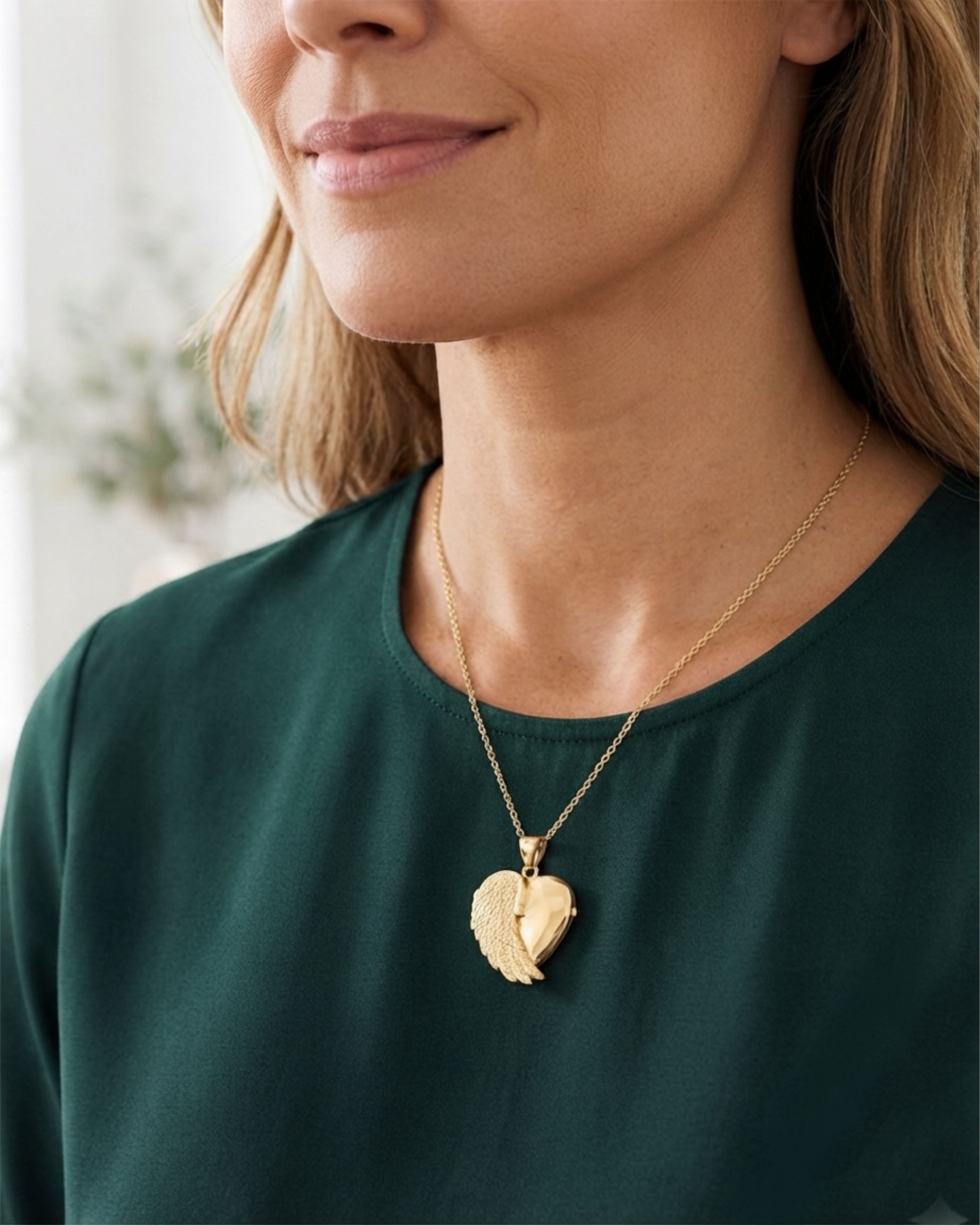 Cara Keepsakes Gold Locket Urns Gold Angel Wing Locket Urn (14K)