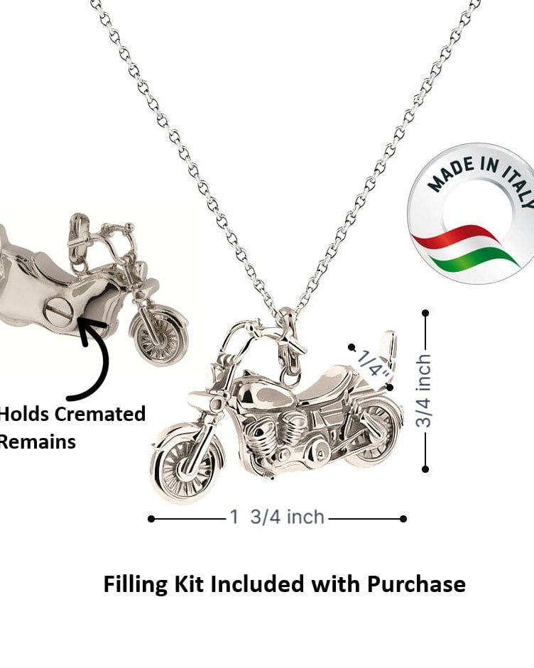 Cara Keepsakes Silver Pendant Urns Motorcycle Pendant Urn