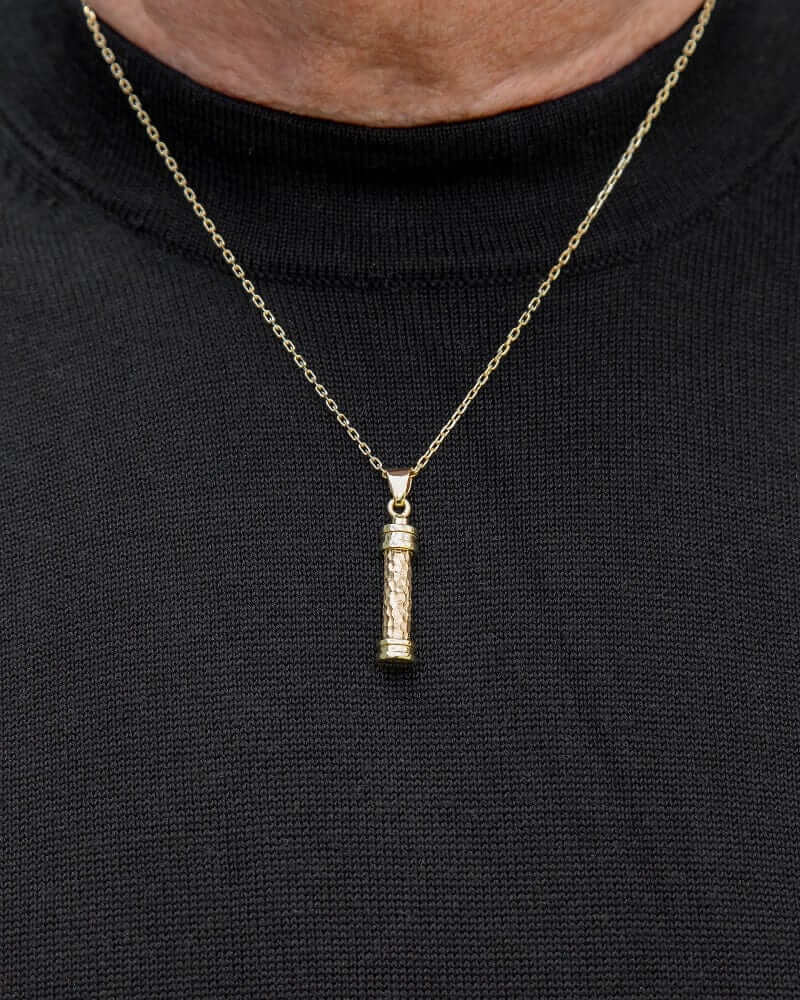 Cara Keepsakes Gold Pendant Urns Gold Hammered Cylinder Pendant Urn (10K)