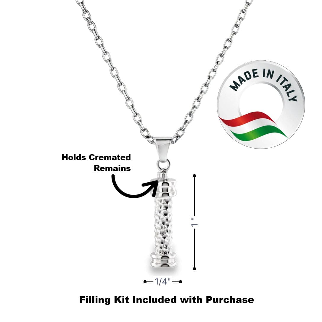 Cara Keepsakes Silver Pendant Urns Hammered Cylinder Pendant Urn