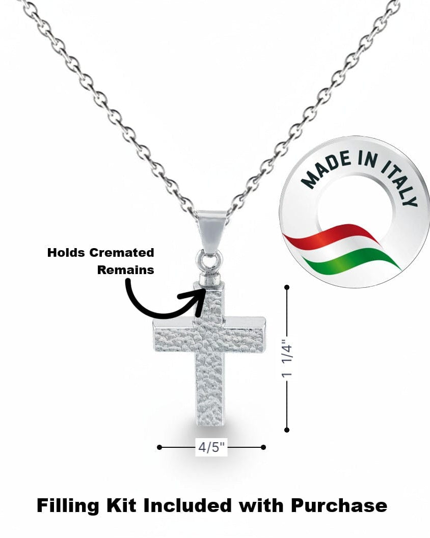 Cara Keepsakes Silver Pendant Urns Hammered Cross Pendant Urn