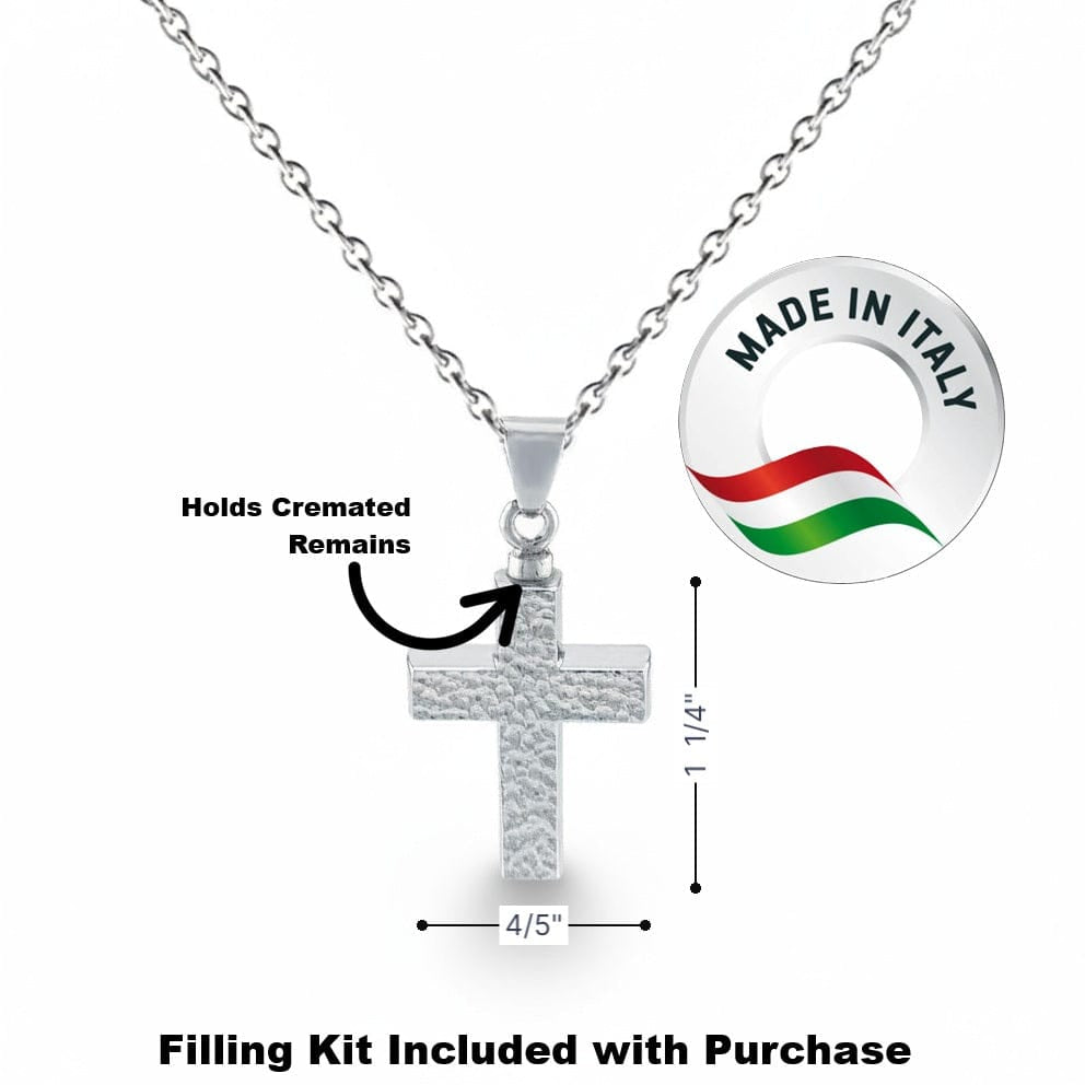 Cara Keepsakes Silver Pendant Urns Hammered Cross Pendant Urn