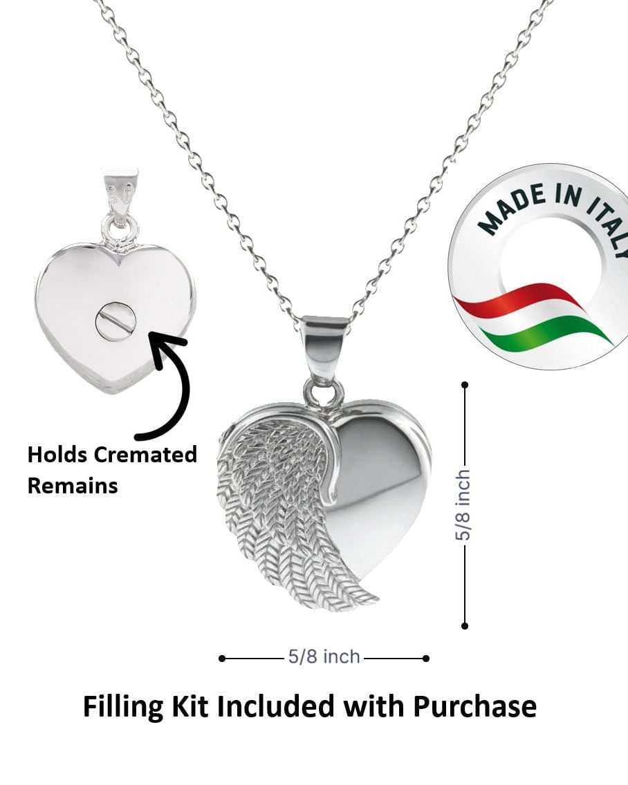 Cara Keepsakes Silver Pendant Urns Angel Wing Pendant Urn