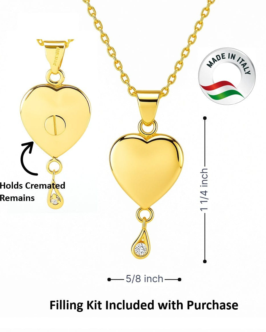 Cara Keepsakes Gold Pendant Urns Birthstone Heart Pendant Urn (10K)
