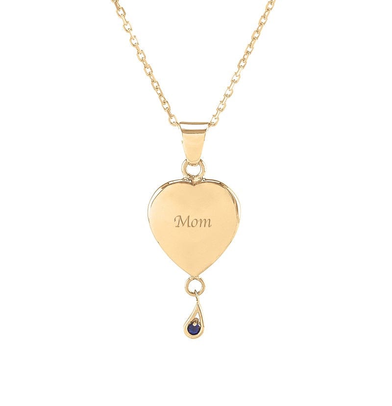 Cara Keepsakes Gold Pendant Urns Birthstone Heart Pendant Urn (10K)