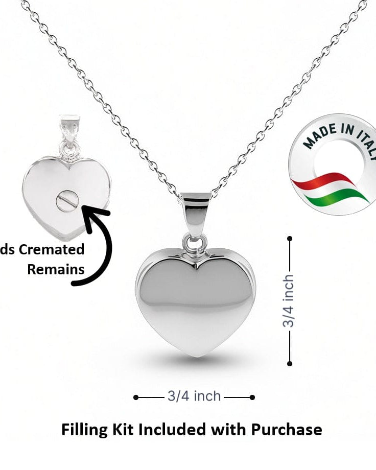 Cara Keepsakes Silver Pendant Urns Silver Heart Pendant Urn