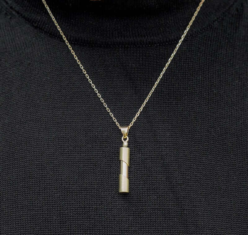 Cara Keepsakes Gold Pendant Urns Gold Cylinder Pendant Urn (10K)